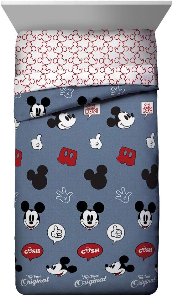 Jay Franco Disney Mickey Mouse Patches 7 Piece Full Bed Set - Includes Comforter & Sheet Set Bedding - Super Soft Fade Resistant Microfiber - (Official Disney Product)