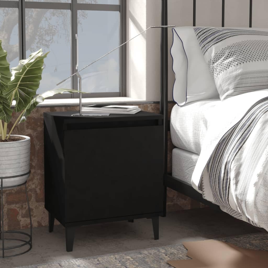 Mesitas de Noche con Patas de Metal Negro 40x30x50 cm,Mesitas de noche-805835