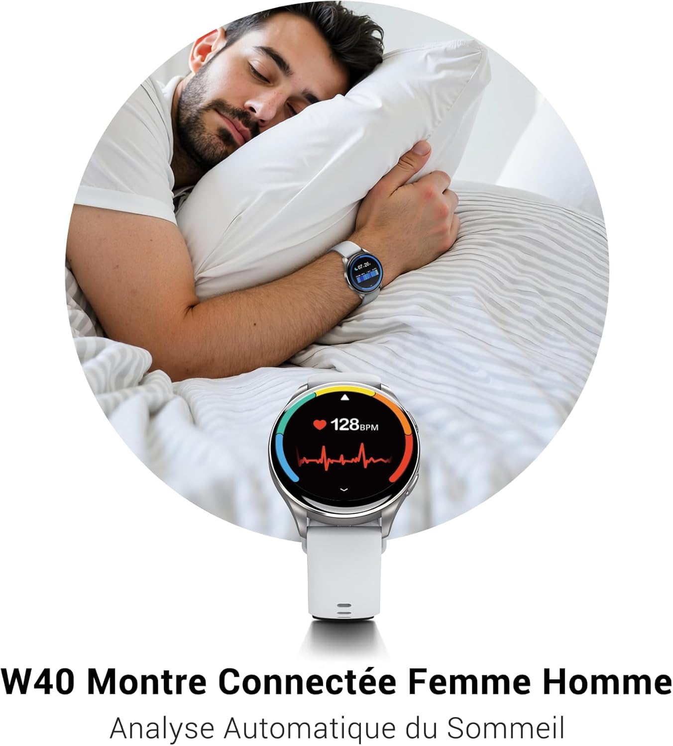IOWODO Montre Connectée Homme 1,39" avec téléphone Bluetooth, 100+ Sportifs, Etanche IP68 Smart Watch, Podometre/Cardiofrequencemetre/Sommeil, Montre Sport pour iOS Android, Gris