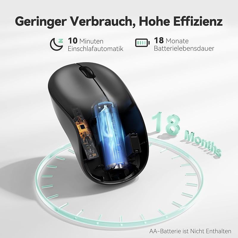 TECKNET Csendes Vezeték Nélküli Egér 3200 DPI, Bal és Jobbkezes, USB Nano Vevővel