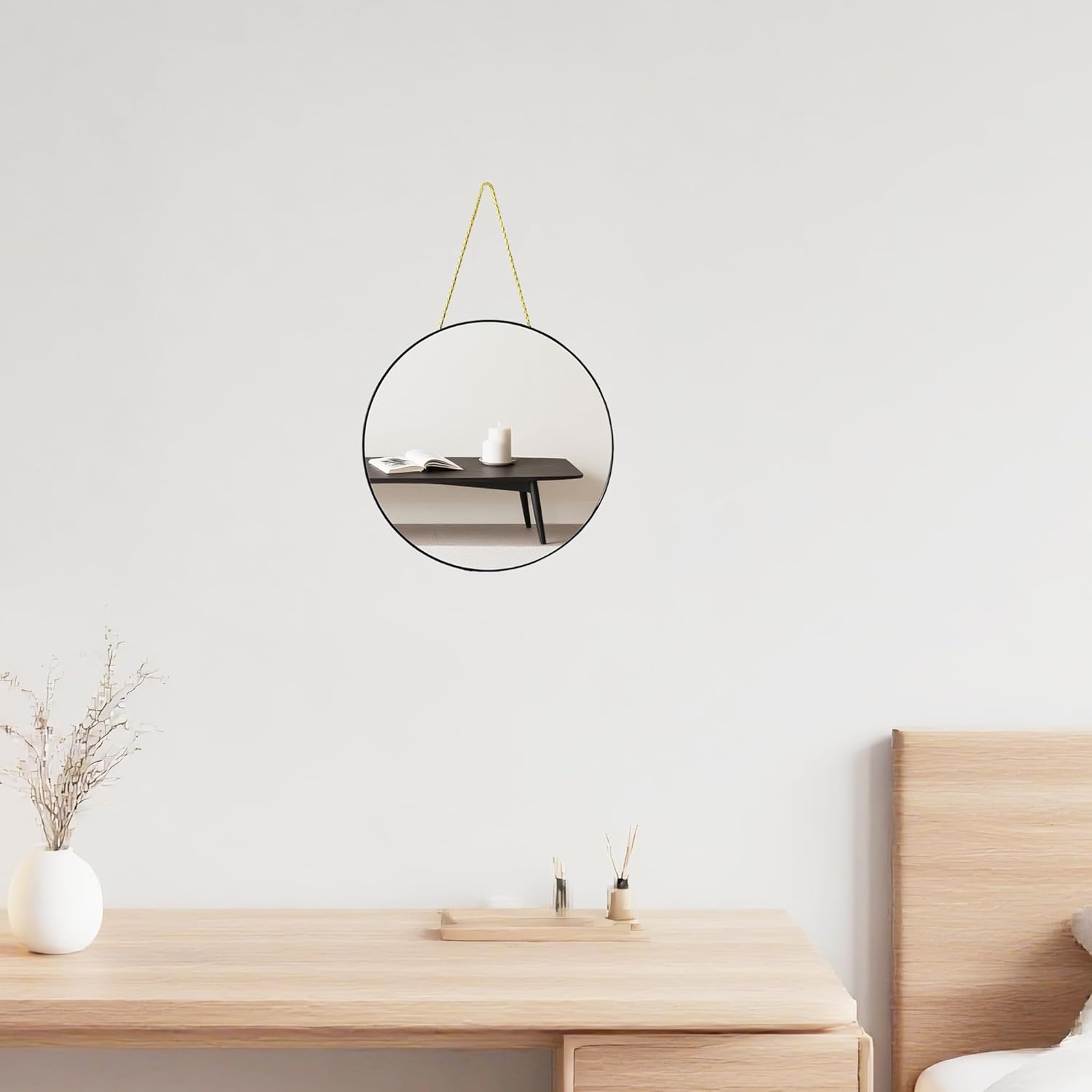 Funerom Black Round Wall Mirror 12.6 Inches Circle Mirror Bathroom Mirrors - Image 3