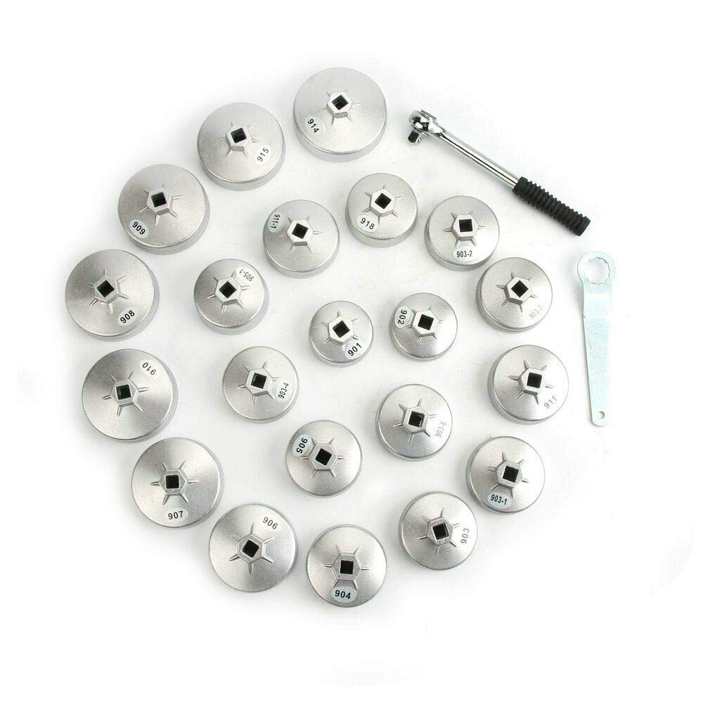JOMAFA JUEGO DE LLAVES PARA FILTROS DE ACEITE DE ALUMINIO, 23 PIEZAS KIT HERRAMIENTAS PARA QUITAR FILTROS ACEITE SEGURO - 10516