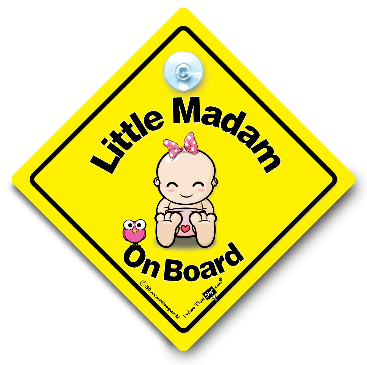 Iwantthatsign.com Little Madam On Board Car Sign, Baby On Board Sign Style Suction Cup Baby Sign
