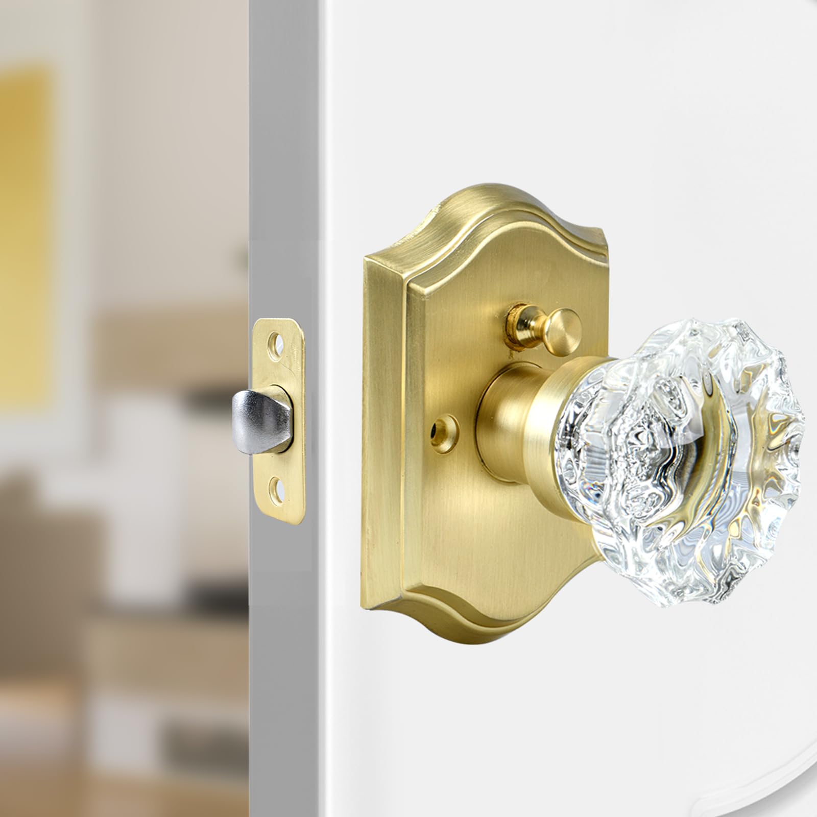 Crystal Rose Door Knobs - Black & Brown with Lock -10