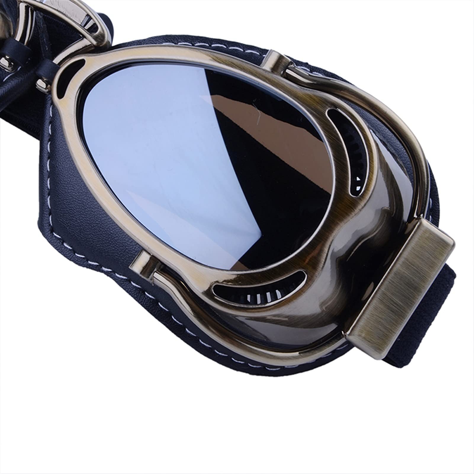 Occhiali Moto,Occhiali da Moto Occhiali da ciclismo da moto retrò Goggles Pilot Aviator Unisex Casco Glasses Racing Protecting Bronze Color Frame Eyeglass Eyewear(Red Lens)
