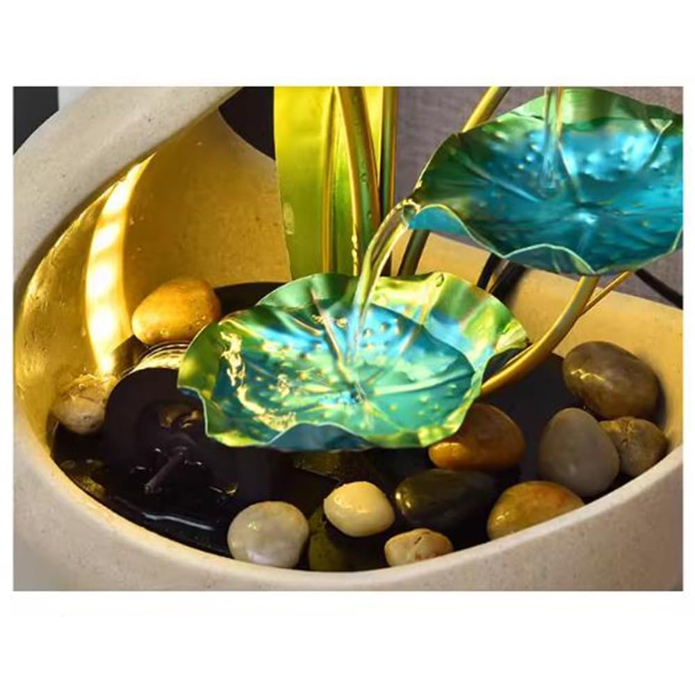 Fuente Decorativa de jardín, Fuente de Agua con Cascada, de Piedra, diseño de Loto, Zen Estilo Oriental, decoración para Oficina, Escritorio, jardín