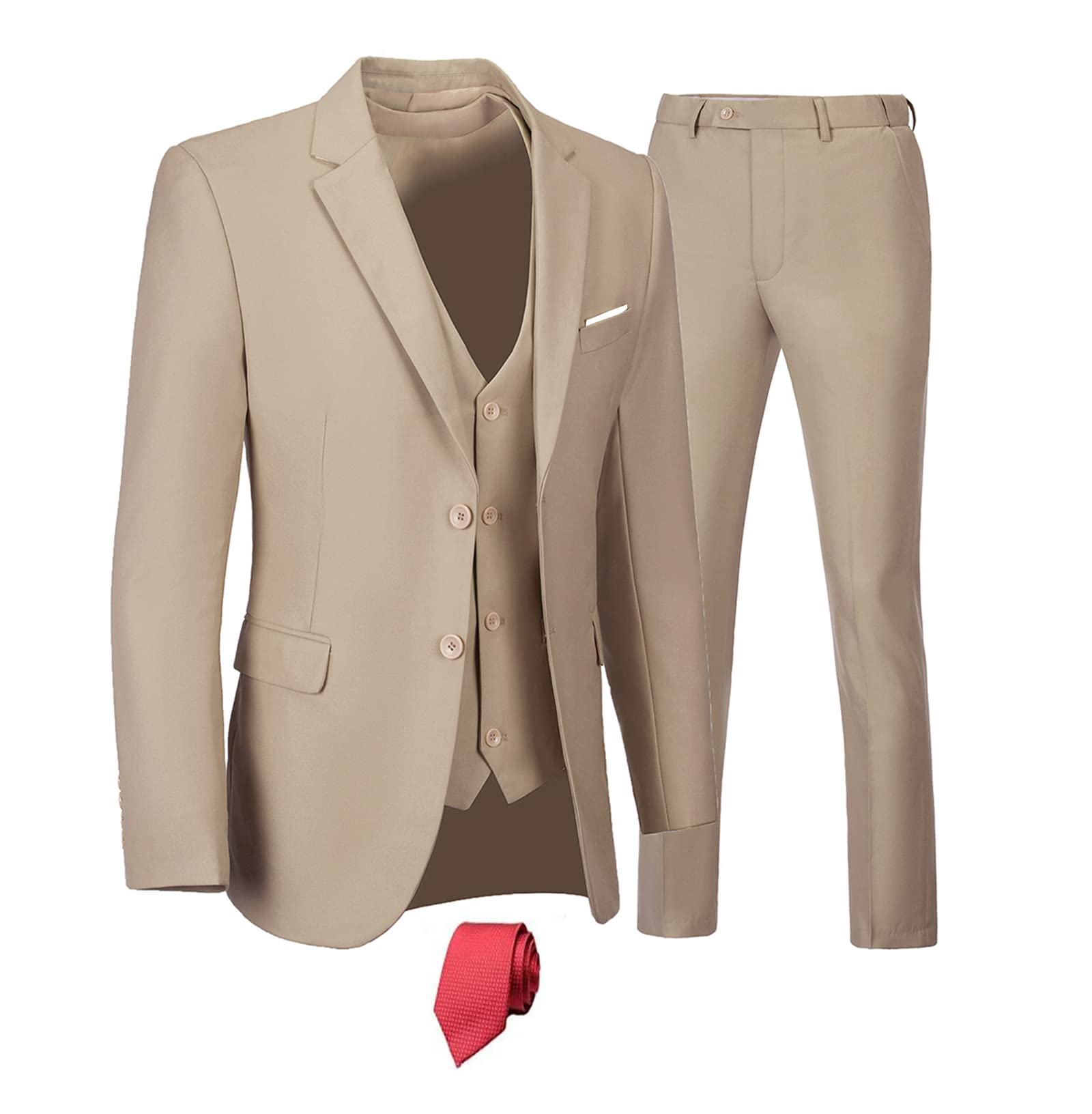 Furuyal Mens Suits 3 Piece Slim Fit Suit Set Formal Wedding Business Tuxedo
