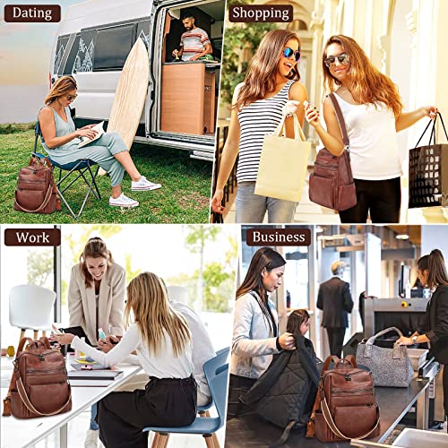 Image of AGLOD Leather Backpack Purse for Women Designer Ladies Shoulder Bag Fashion Faux Work Travel Handbags
