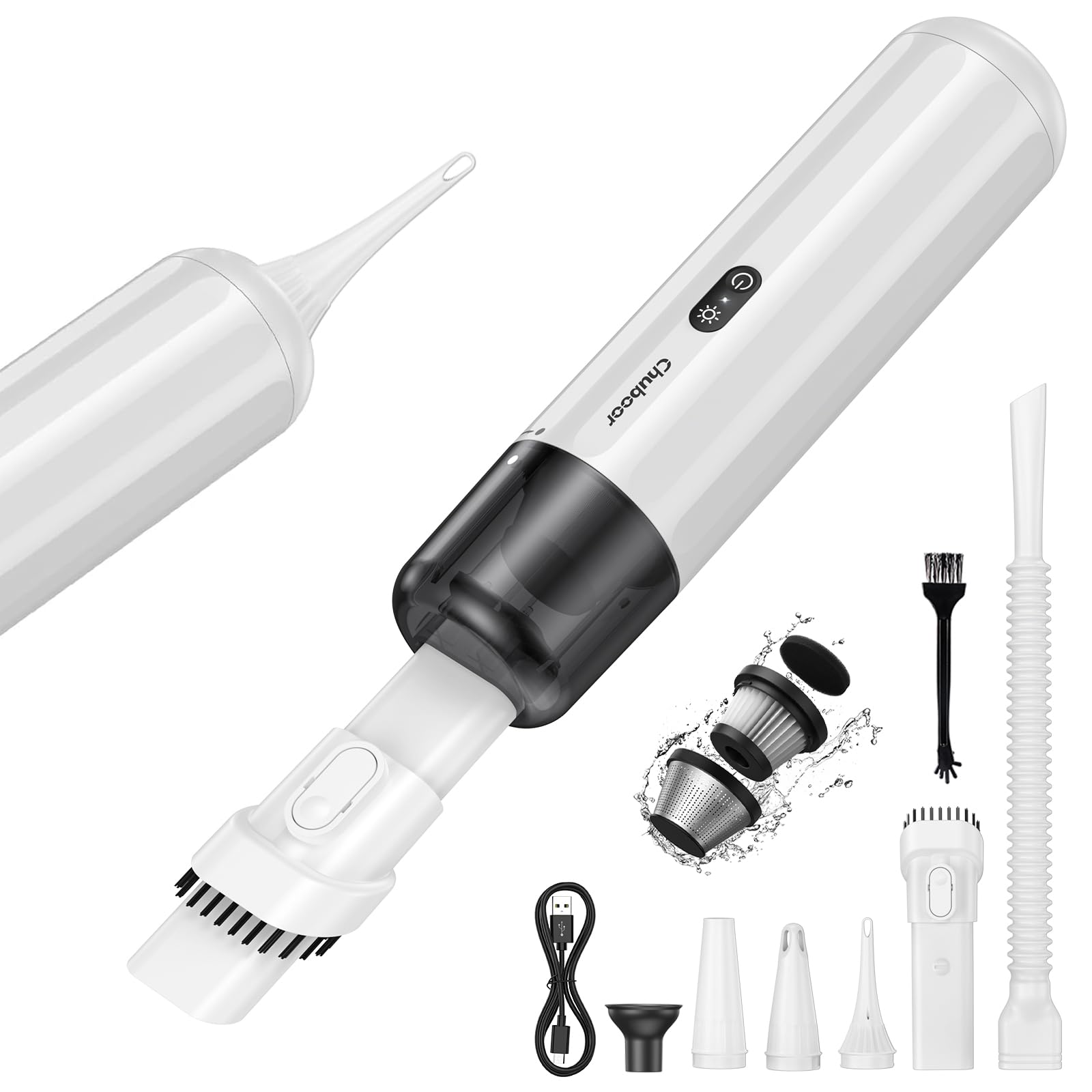Aspirateur Voiture 6 En 1 Chuboor 14000Pa - Portable, Sans Fil Avec Souffleur/pompe/LED