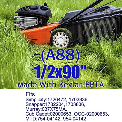 Lawn Mower Tractor Cutting Deck Blades Tranmission Drive Belt for AYP 105732X 120302X 125907X 193214 532125907 532193214 1/2" x 90 inch Made with Kevlar - Image 2