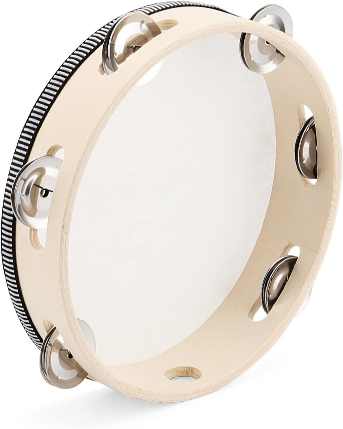 Mayhug Tambourin, Lot de 10 tambourins musicaux ronds de 6 inch, Tambourin en bois avec cloches pour église, KTV, éducation musicale