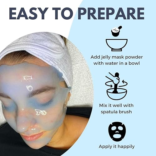 Miniatura 8 de Mascarilla facial de gelatina hialurónica y de limón para mascarillas faciales, hidratante, iluminadora y nutritiva con rodillo de jade y espátula