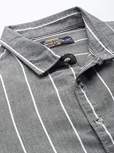 Image of The Indian Garage Co Men Regular Fit Striped Full Sleeves Cutaway Collar Casual Shirt