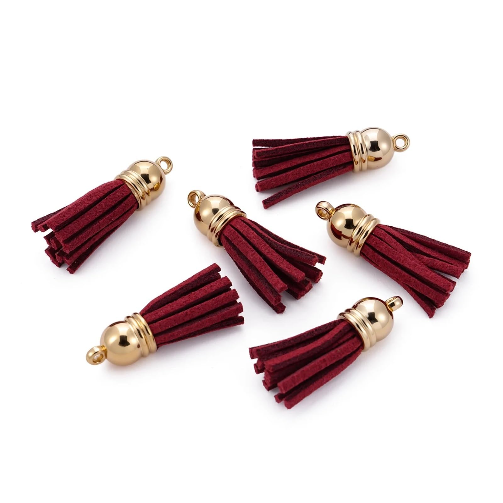 Suede Faux Leather Tassels 200 pcs/Lots Tassel Synthetic Suede Faux Leather Charms For DIY Keychain Earrings Necklace Bracelet Jewelry Making Supplies(Claret)