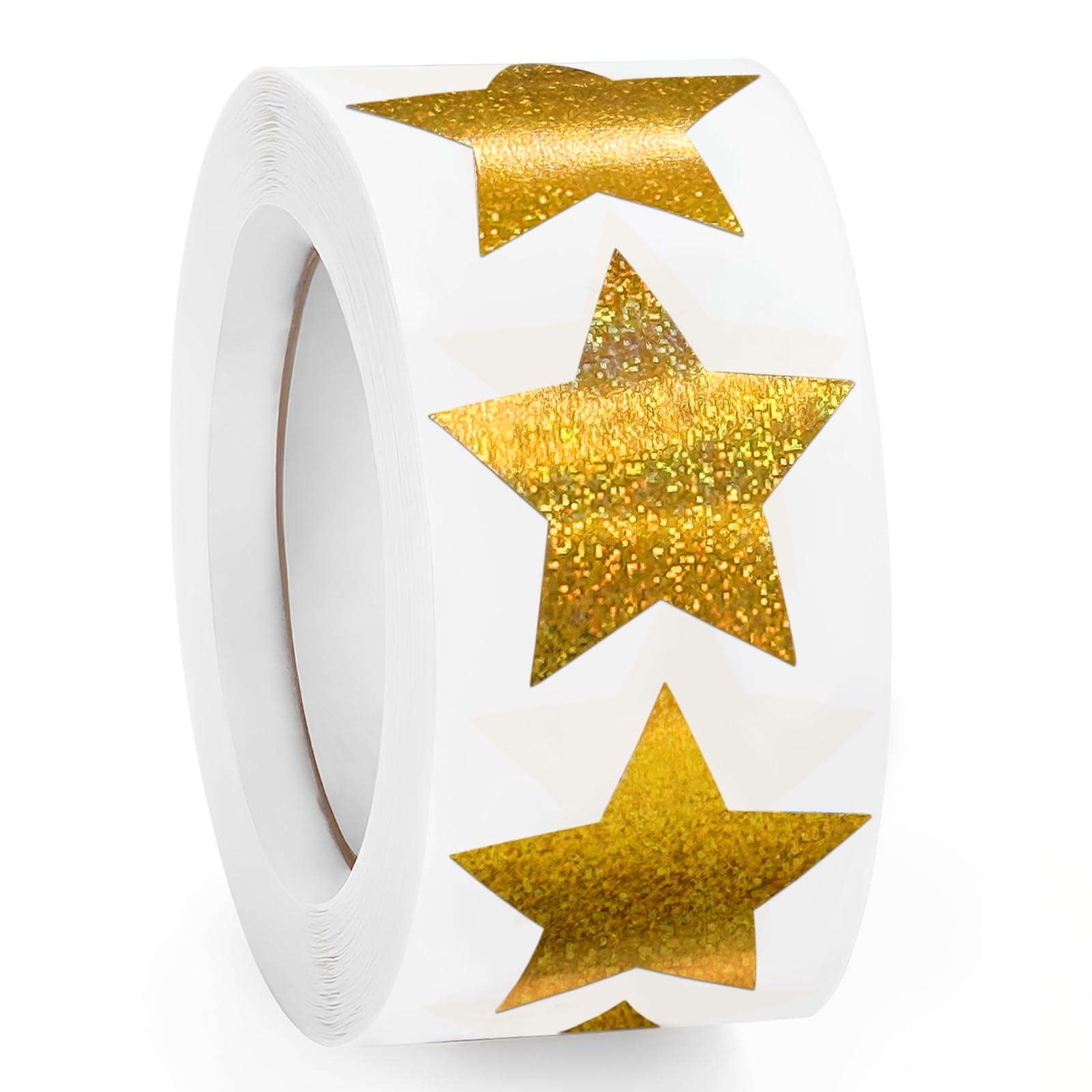 Muiltvoe 500 PCS Holographic Gold Star Stickers, 1 inch Self Adhesive Metallic Glitter Foil Stickers Sparkly Star Sticker Reward Behavior Chart Labels for Kids Students Teachers Supplies