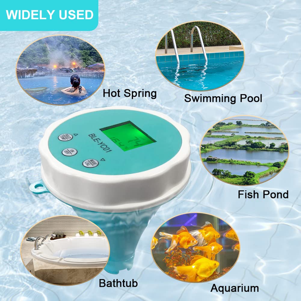 Monitor Bluetooth 6 en 1, Probador Digital de Calidad del Agua de Piscina - Termómetro con Medidor de Temperatura, PH, CL, EC, TDS, ORP para Acuario