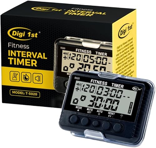 Miniatura 6 de T-5020 Temporizador de intervalo de fitness, temporizador de entrenamiento multifuncional con Pacer Black