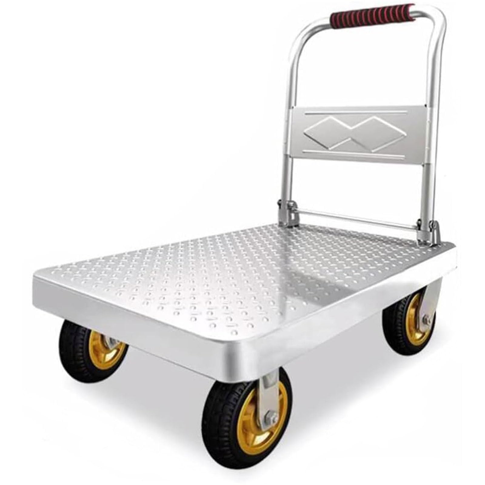 Carrello con Piattaforma Pieghevole Carrello di Spinta capacità 1100 kg Carrello di Trasporto Carrello con Ruote Carrello a Mano Mobile a Base Piatta Mobile Resistente in Acciaio(90x60CM)