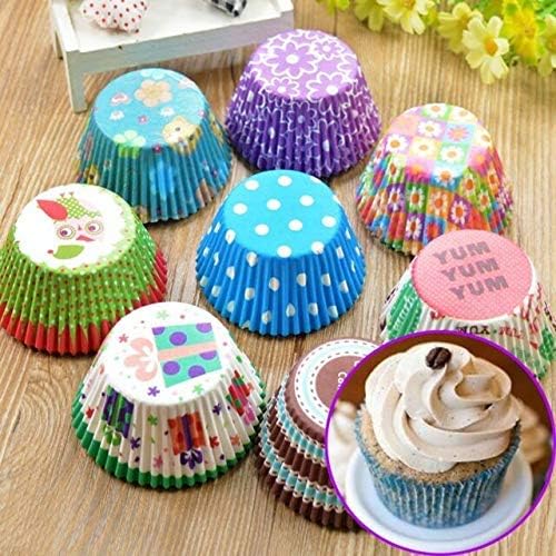 VINAYAKAMART Colorful Plastic Baking Muffin Liner Paper Cake Cup (7Cm) 200 Pieces, Multicolor