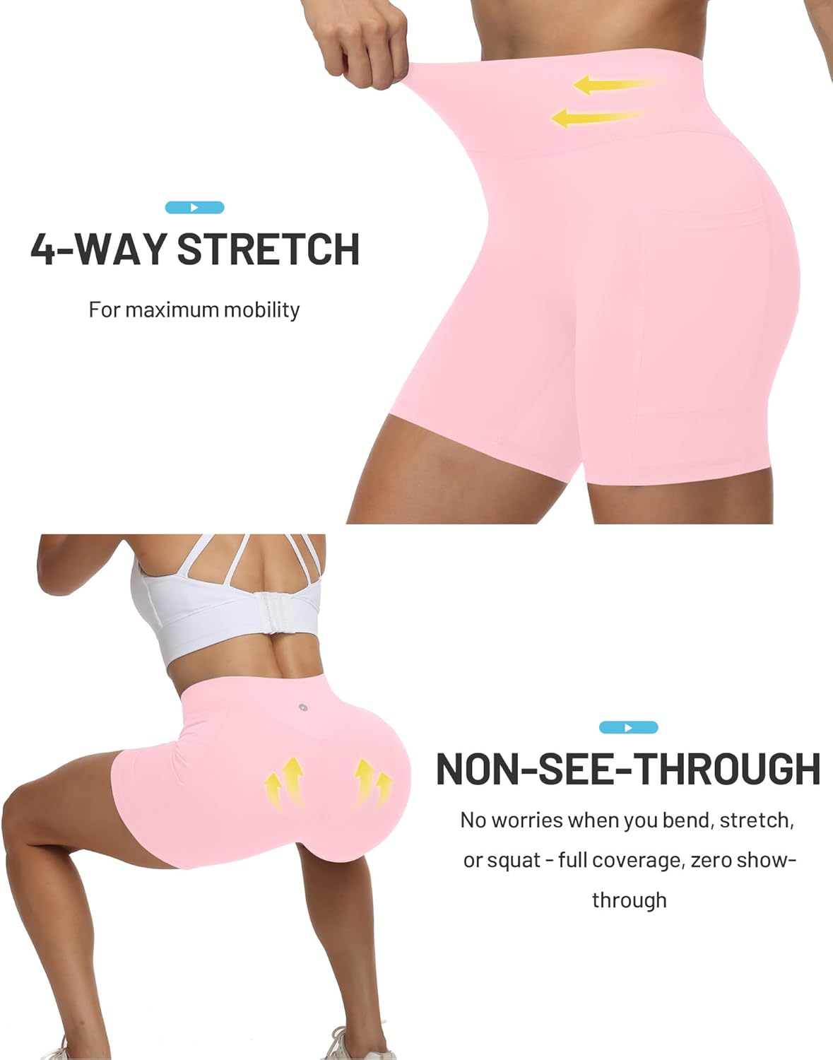 Moozava No Front Seam Women's Biker Workout Shorts 8"/5"/3" High Waist Tummy Control Spandex Shorts Gym Yoga Running Pockets - Image 4