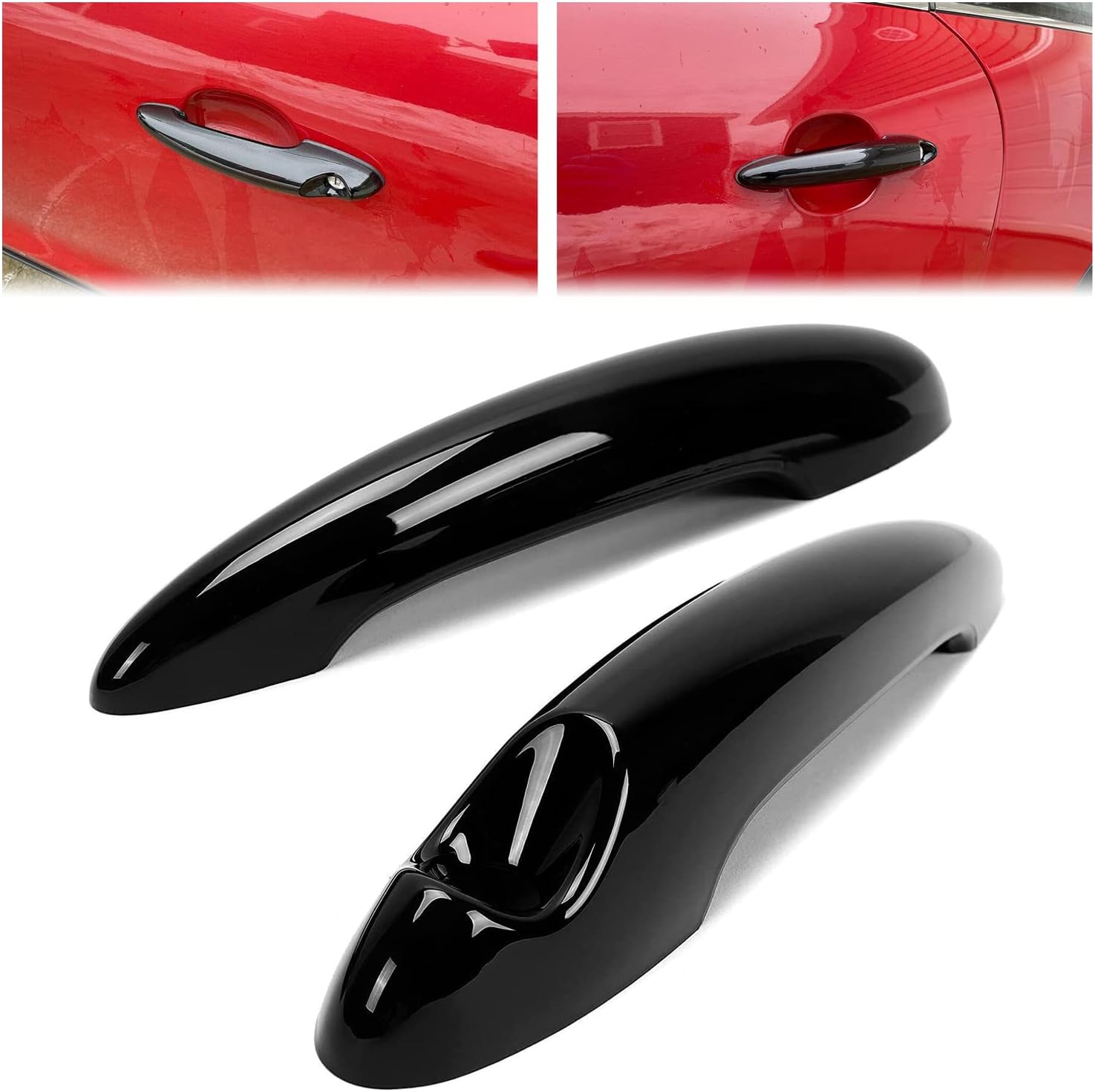 HECASA Pair of Door Handle Covers Compatible with 2007-2014 BMW MINI Cooper S R55 R56 Gloss Black