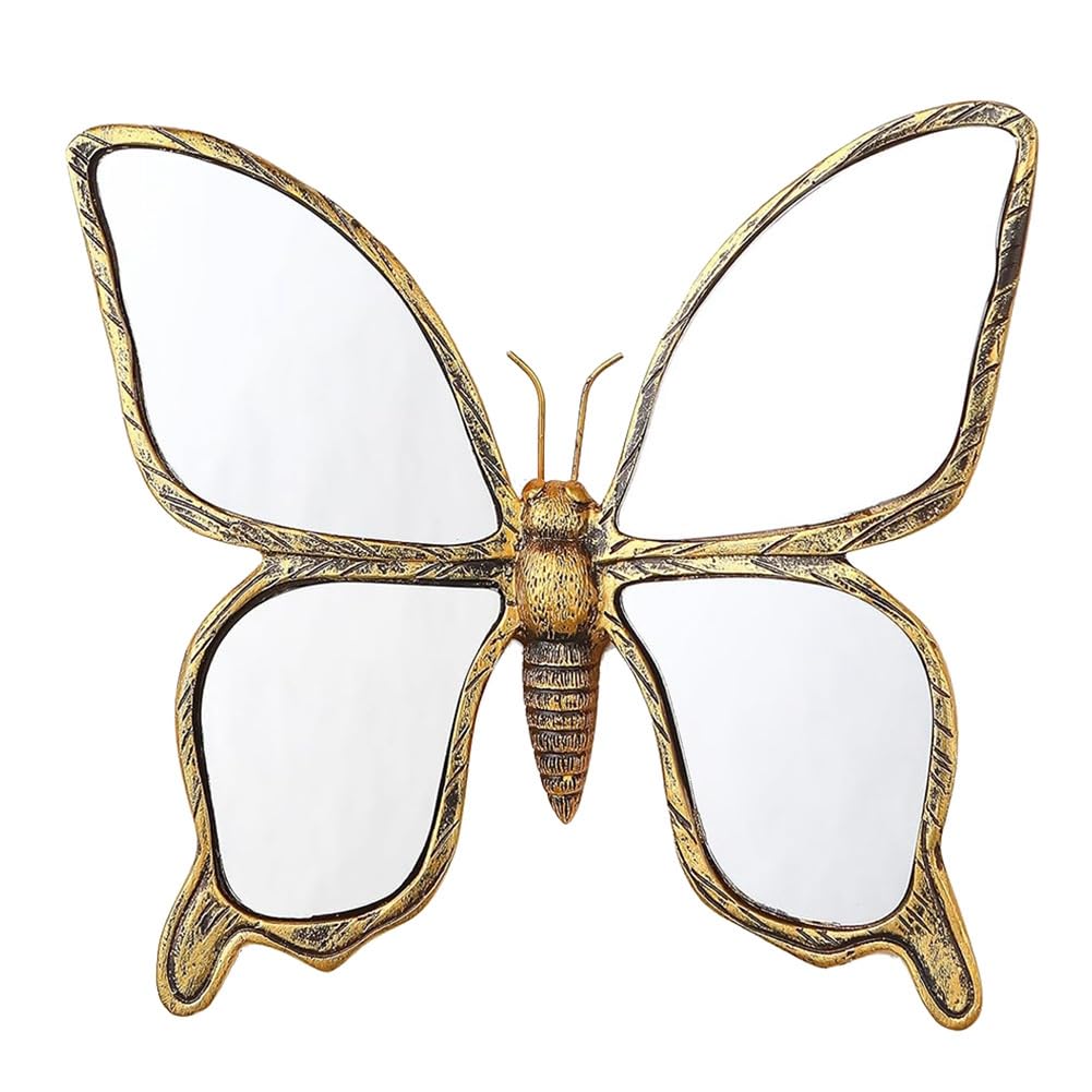qimoi Decorative Bug Insects Animals Mirrors Resin Butterfly Glass Wall Decor, Perfect for Victorian and European Themed Homes