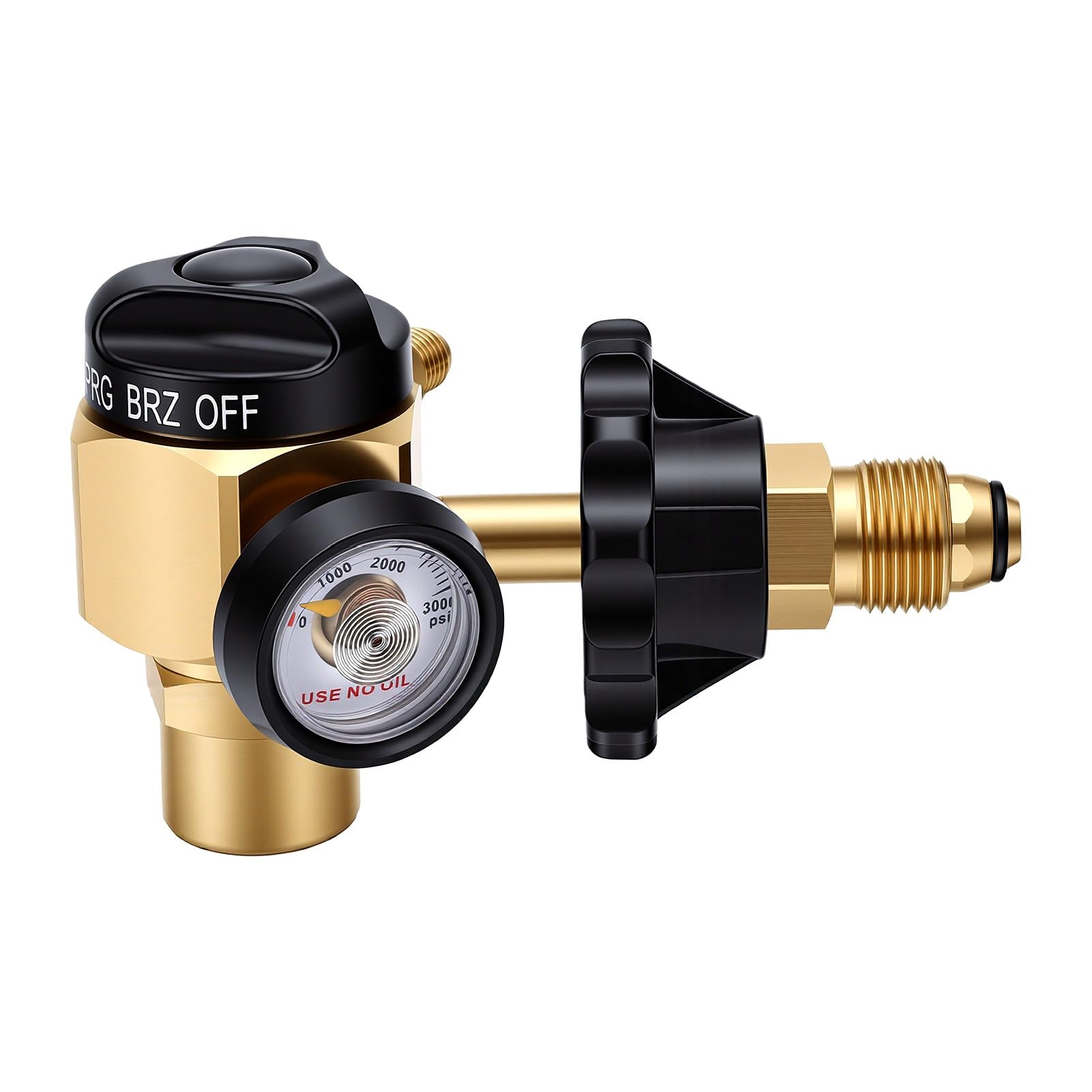 Goshyda Regulador de Purga de Nitrógeno de 500 Psi con Caudalímetro, Válvula de Control de Nitrógeno para Pruebas de Fugas, Regulador de Presión de Latón Resistente, Rosca SAE de 1/4 Pulgadas para