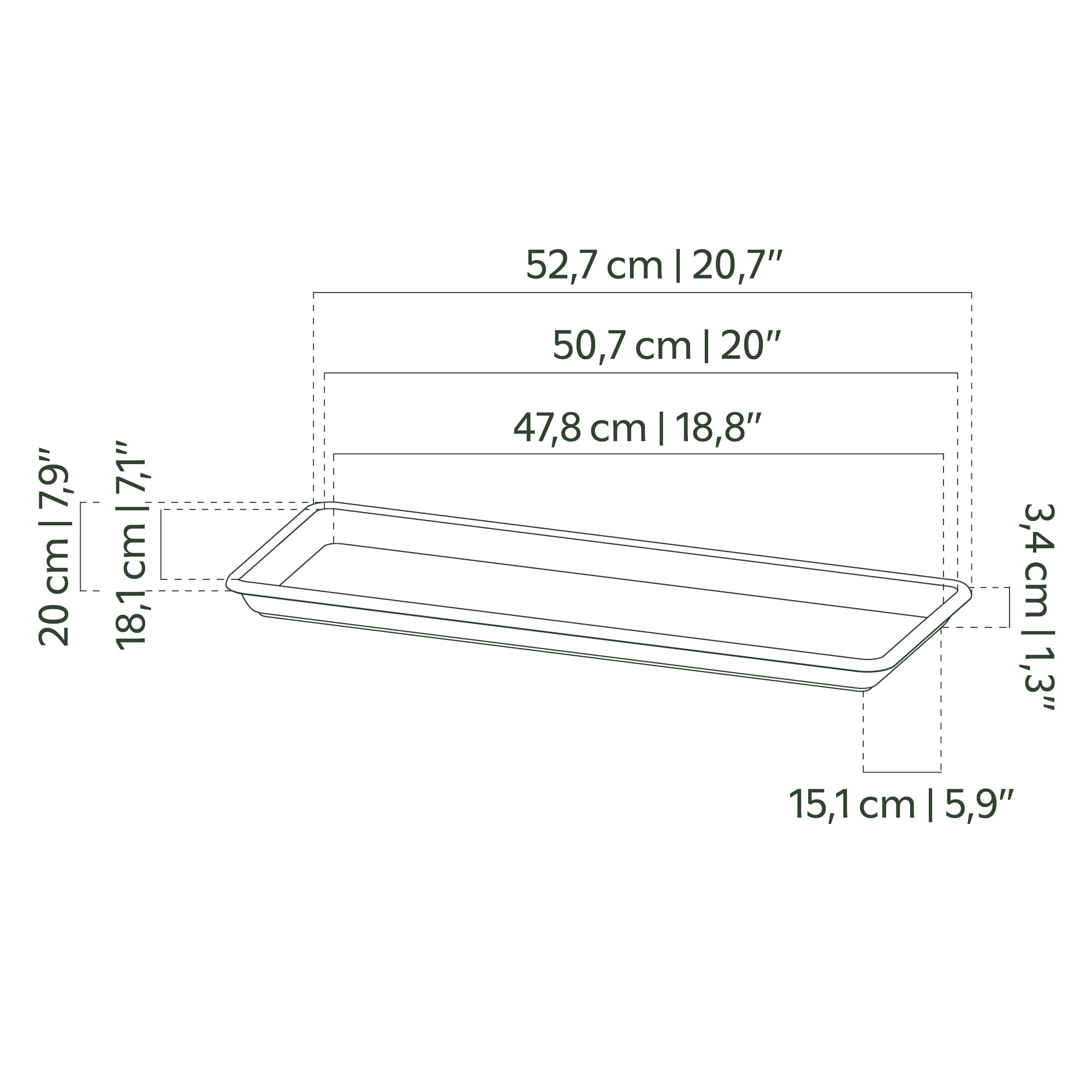 VENEZIA L RECTANGULAR SAUCER TAUPE, L 60cm - Image 2