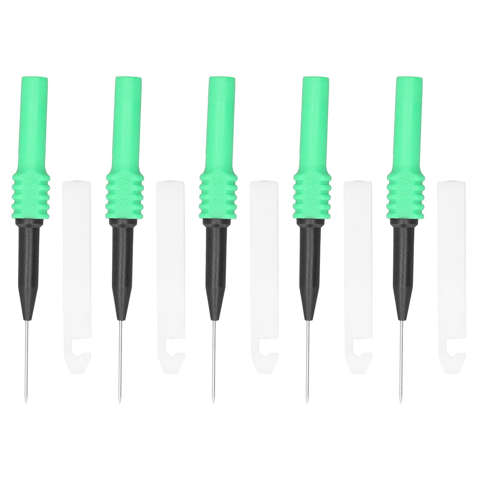 5Pcs Test Probe Piercing Needle, 0.7mm with Sheath Brass PVC Testing High Electrical Conductivity Multimeter Test Accessory Set Kit for Multimeter(Green)