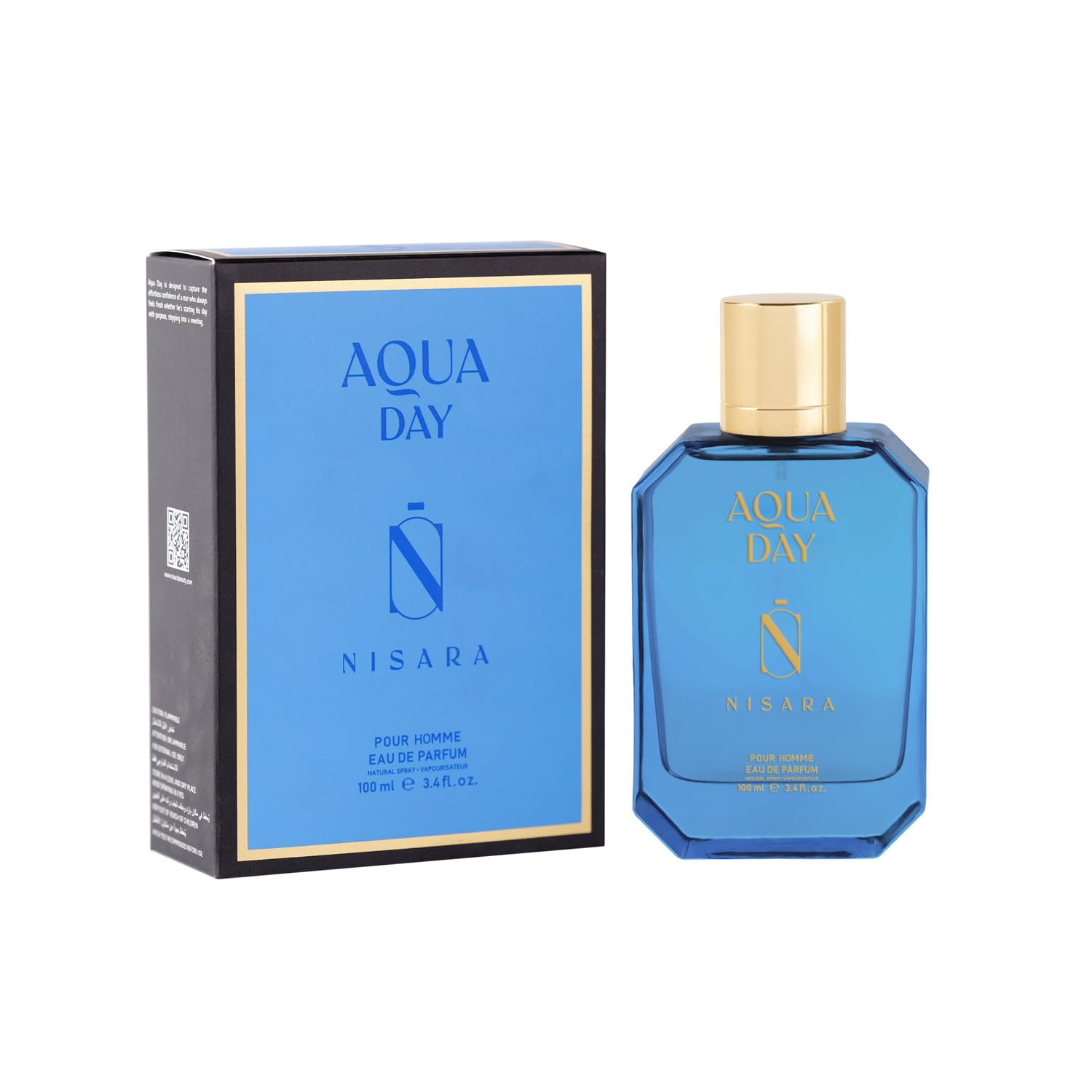 Nisara Aqua Day Fresh Aquatic Perfume for Men -100ml| Long Lasting Eau De Parfum| Citrus, Marine & Musky Fragrance | Lemon, Grapefruit, Ginger, Amber | Premium Perfume Spray for men for summers