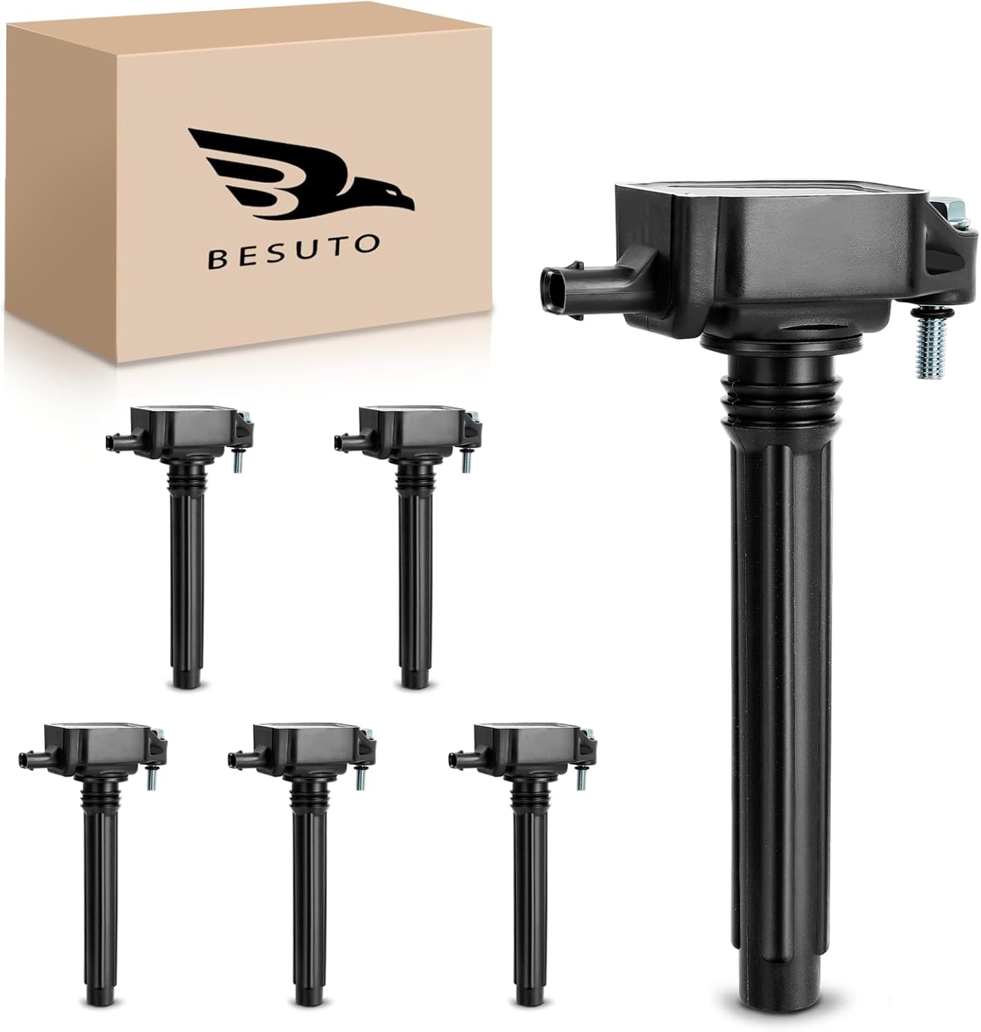 Besuto Ignition Coils 6Pcs Fits for 2011-2015 Jeep Grand Cherokee, 2012-2017 Jeep Wrangler, 2011-2020 Dodge Grand Caravan, 2011-2016 Chrysler Town & Country, 3.6L V6 - Replace UF648 0221504032