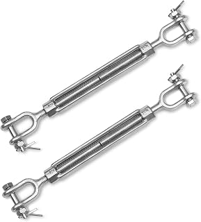 Turnbuckle Hook, 2Pack 1/2 Inch M12 Hot Dipped Galvanized Steel Jaw and Jaw Turnbuckle, 2200 lbs Working Load Limit Heavy Duty Turnbuckle for Tractor Sun Shades Cables Tent Outdoor String Lights