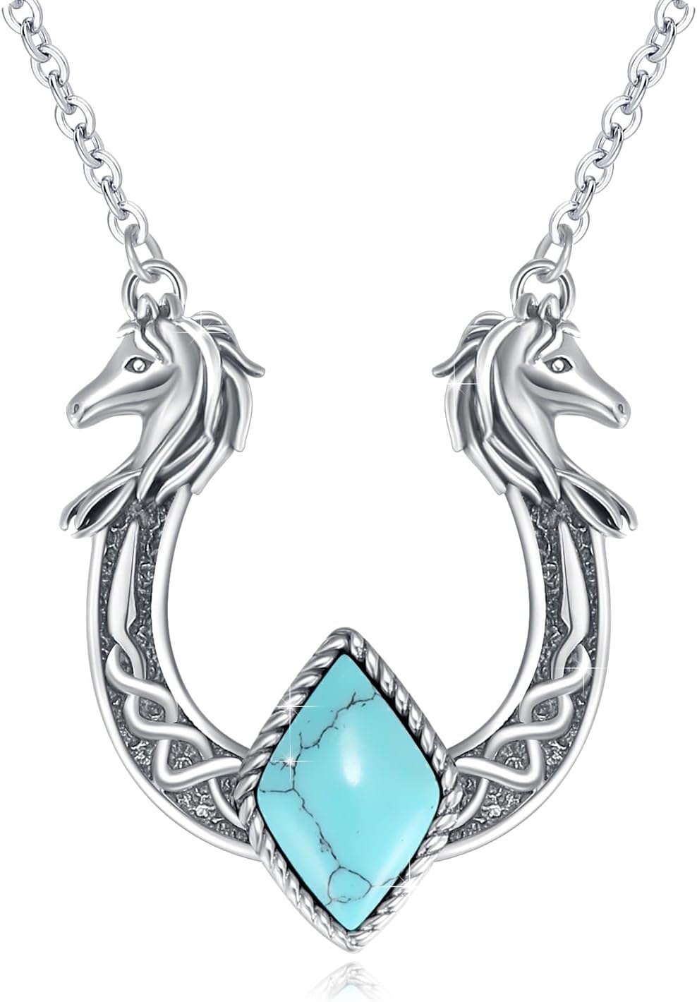 OHAYOO Horse Necklace 925 Sterling Silver Celtic Knot Horse Pendant Necklace Horseshoe Horse Jewelry Gift for Women