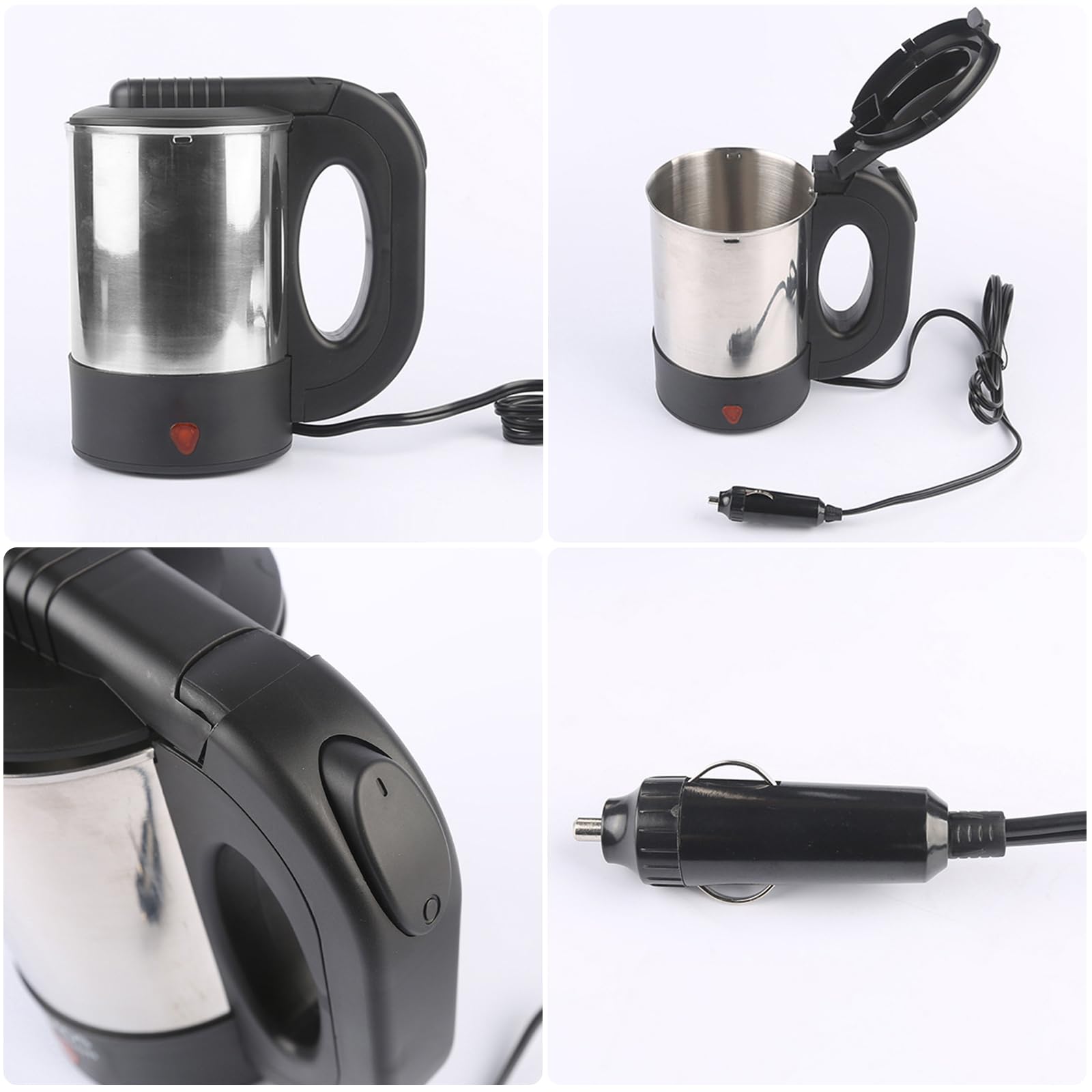 Bollitore per auto in acciaio inox, 500 ml, 12 V, riscaldamento rapido