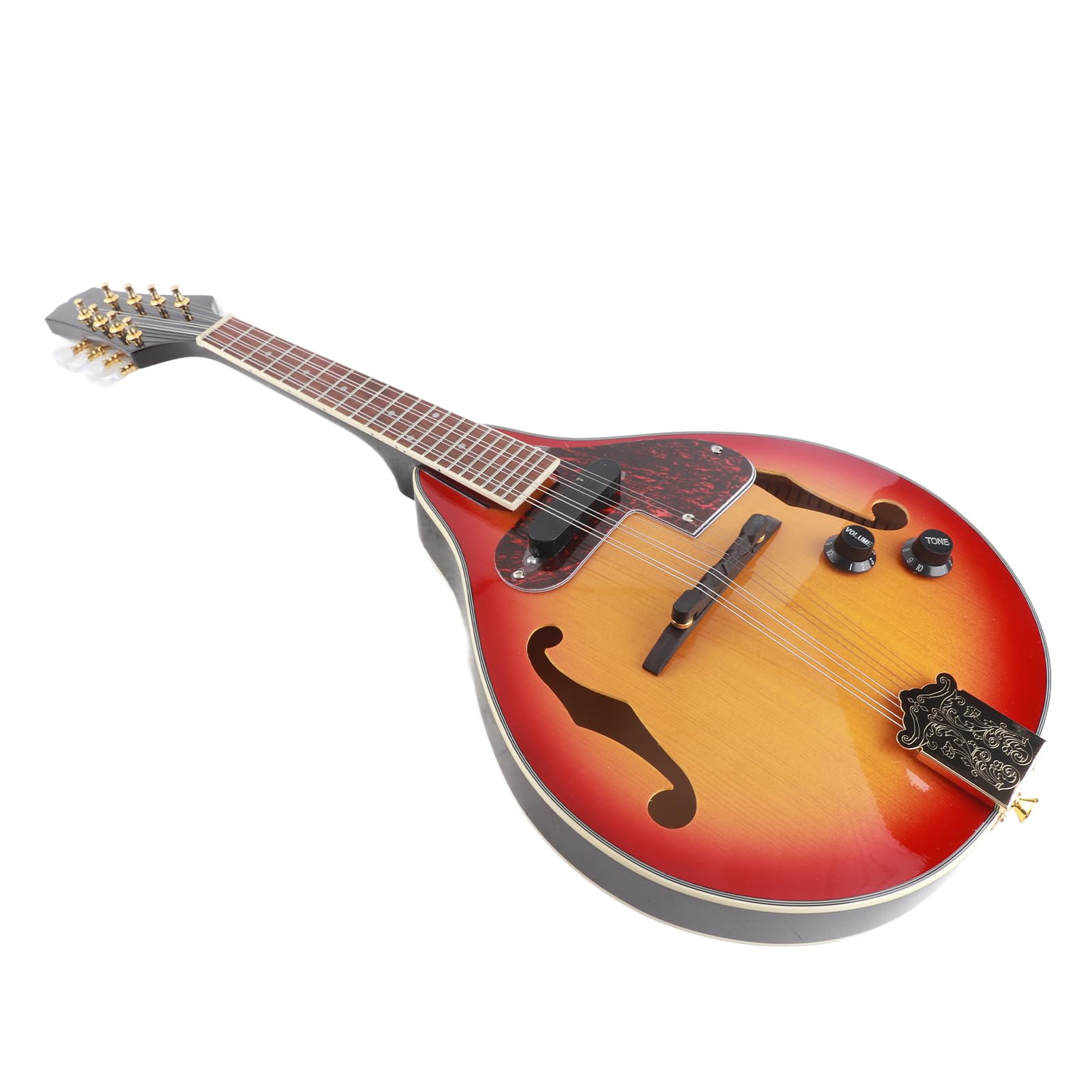 Mandolino Elettrico Regolabile Stile A Mandolino A 8 Corde con Top in Abete, Tastiera in Palissandro, Controlli di Volume e Tono per Esercitarsi Nella Registrazione di Musicisti Folk