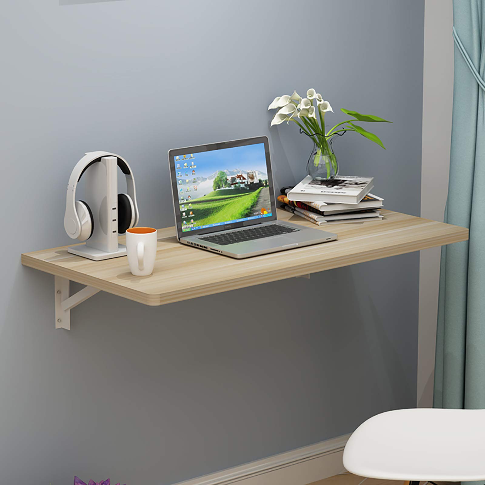 Table pliante murale à abattant en bois gain de place maximal
