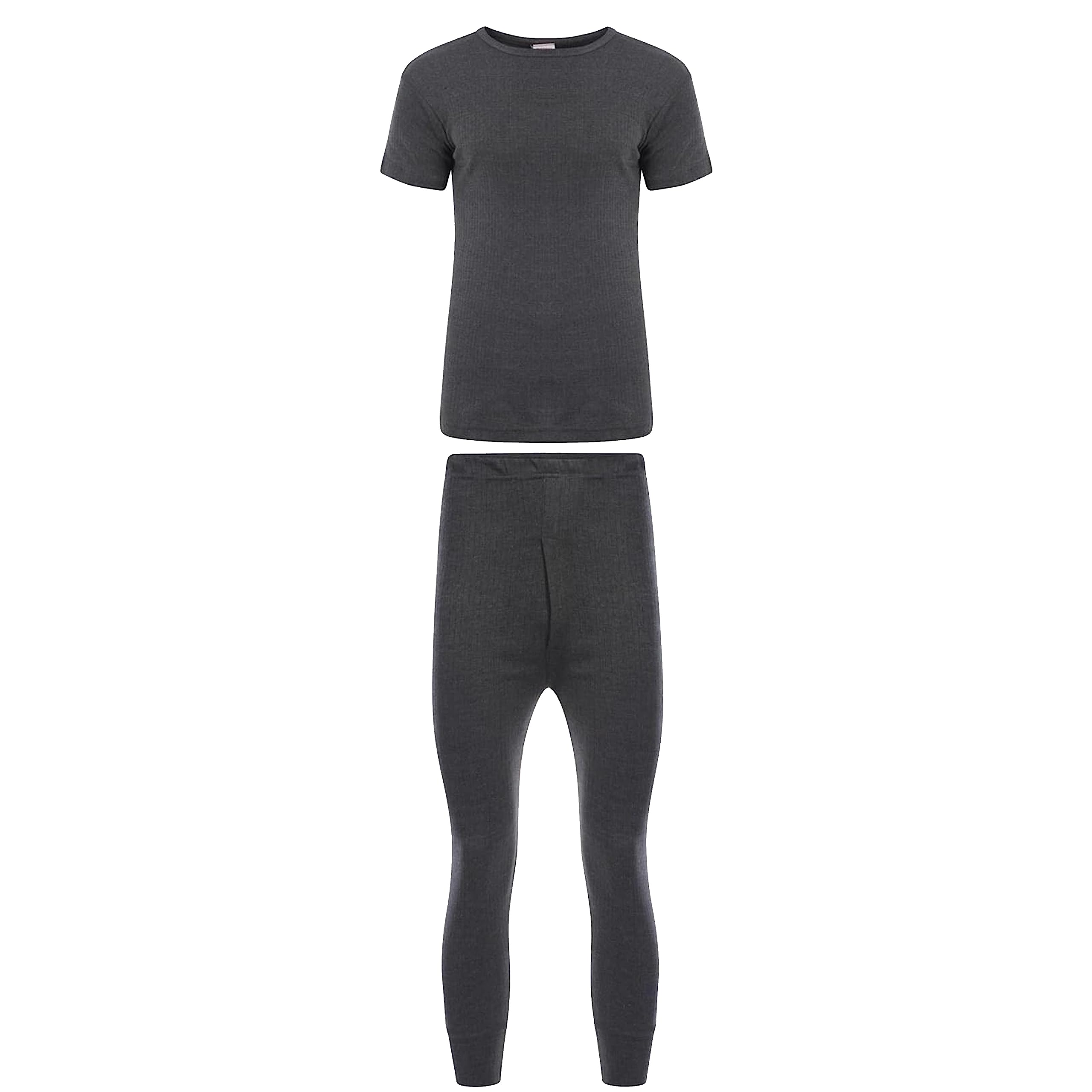 Heatwave Thermalwear Men's Charcoal Heatwave® Thermal Underwear Set, T-Shirt & Pants Baselayer Set Thermals, Medium