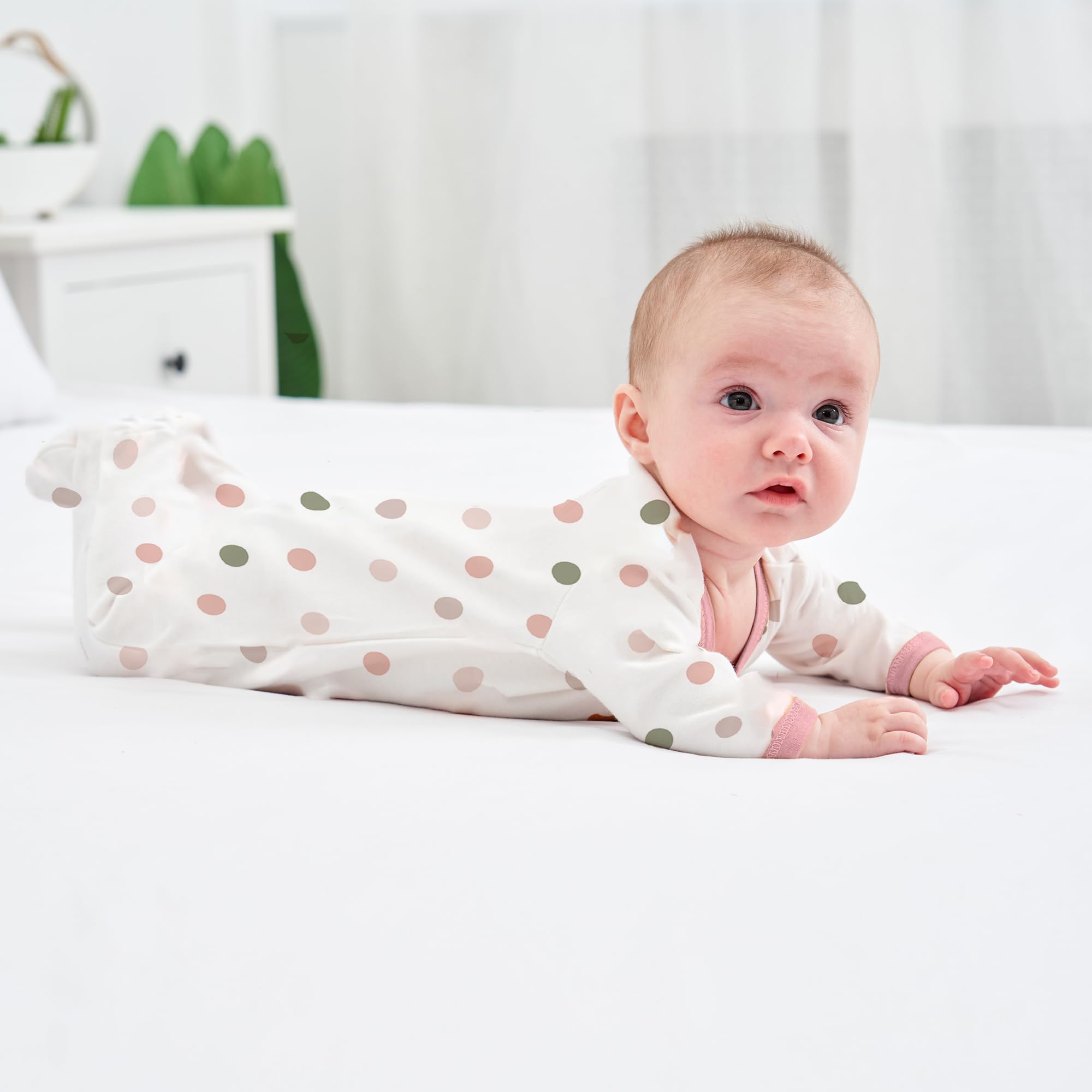 3PCS Baby Schlafstrampler Babychlafanzug Babyschlafsack Baumwolle mit Füßen mit knöpfen Gr. 56 62 68 für Junge Mädchen Neugborenen