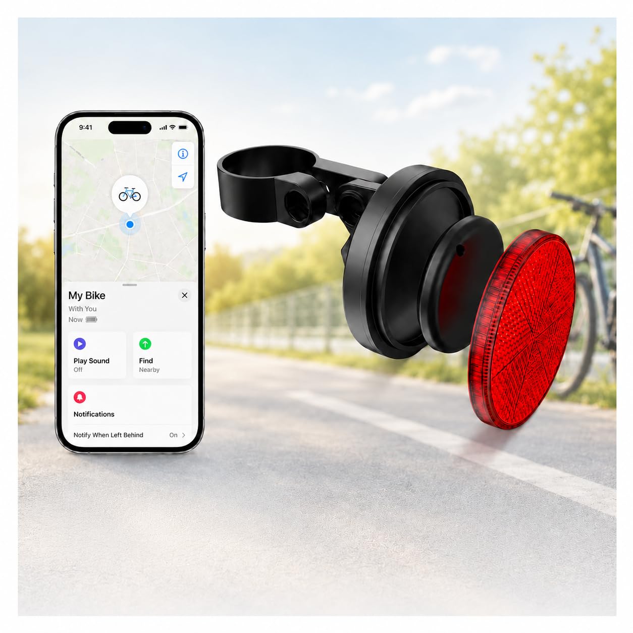 Bike Tail Light Tracker Compatible with Apple Find My, Hidden Anti-Theft Bicycle Tracker, No Subscription, Easy Install, Rear Mount Design-image-11