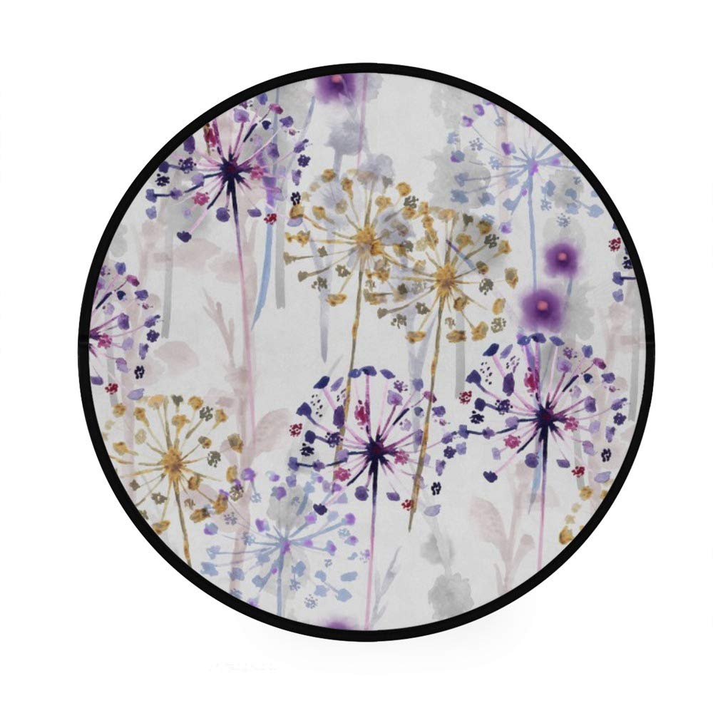 Paillasson rond antidérapant avec motif floral sauvage idéal pour cuisine et salon