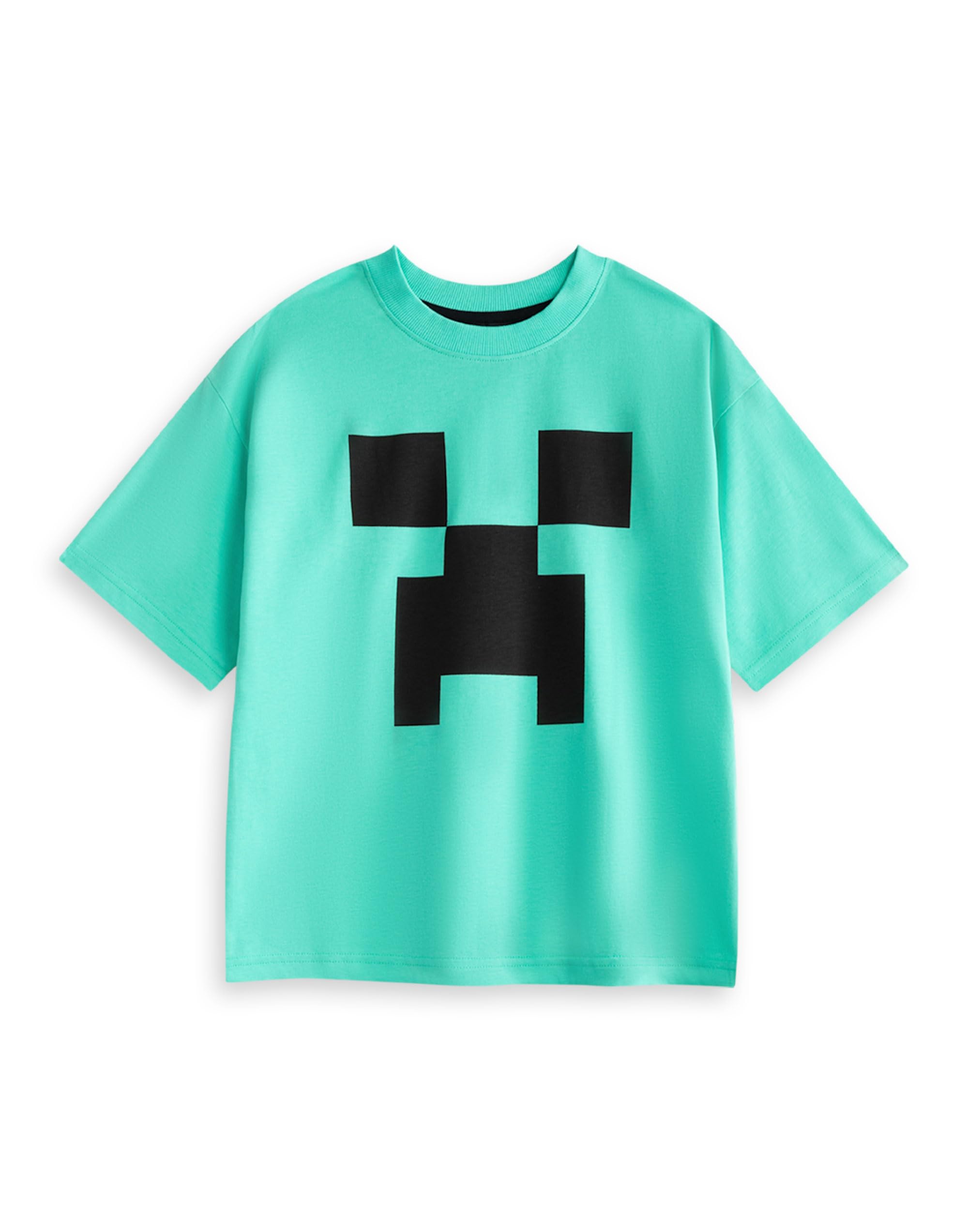 Minecraft Creeper Boys Paquete múltiple de 2 Conjuntos de Pijamas de Manga Corta | Pijamas de Dibujos Animados Azules y Verdes | Boom Diseño Gráfico | Ropa de Jugador para niños