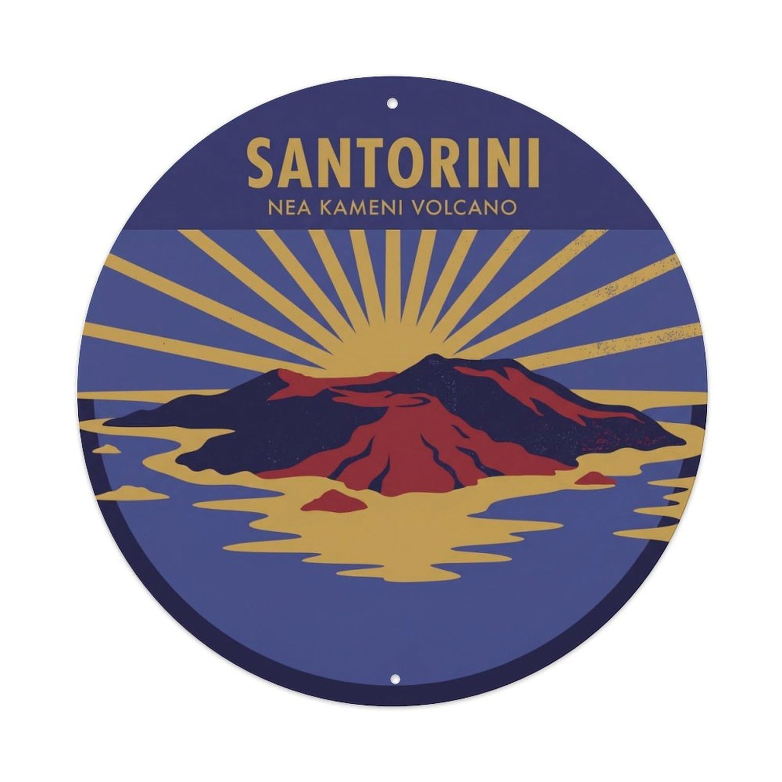 Nea Kameni Volcanic Island Santorini Greece Cyclades Metal Tin Sign