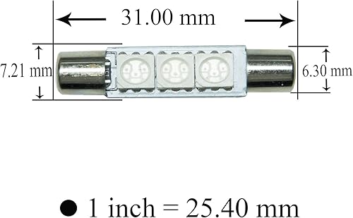 Miniatura 4 de PA 10 luces LED 5050 3SMD Fusible Festoon Bombilla de cúpula interior y luz de espejo de tocador para interior de automóvil (1.220 in, azul)