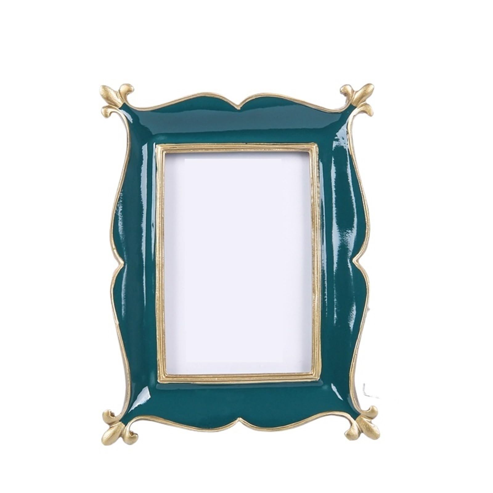 DAJGRHE Photo Frame Resin Photo Frame Desktop Ornament Home Decor Wedding Picture Decoration(Green 7 inches)