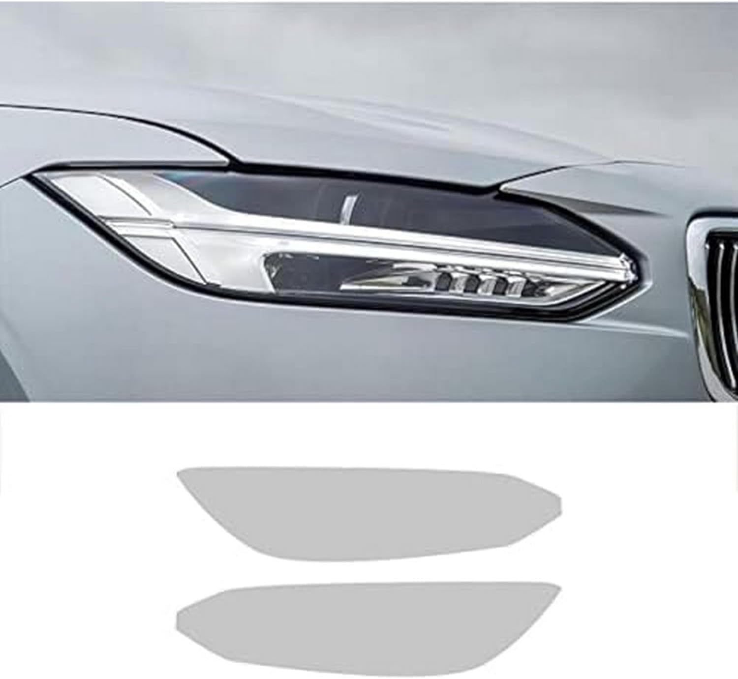 SamLng Car Front Light Film for Volvo V90 2017-2020 Car Headlight Protective Film Front Light Transparent Blackened TPU Sticker Car Headlight Protective Film