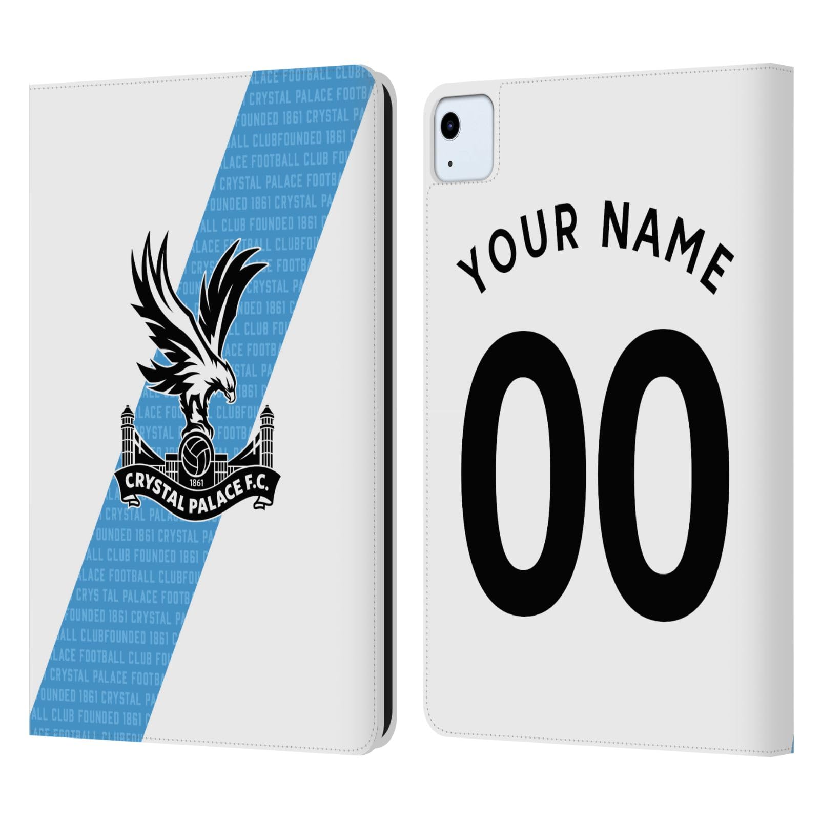 Head Case Designs Officially Licensed Custom Customized Personalized Crystal Palace Football Club Away 2023/24 Kit Leather Book Wallet Case Cover Compatible with Apple iPad Air 2020/2022