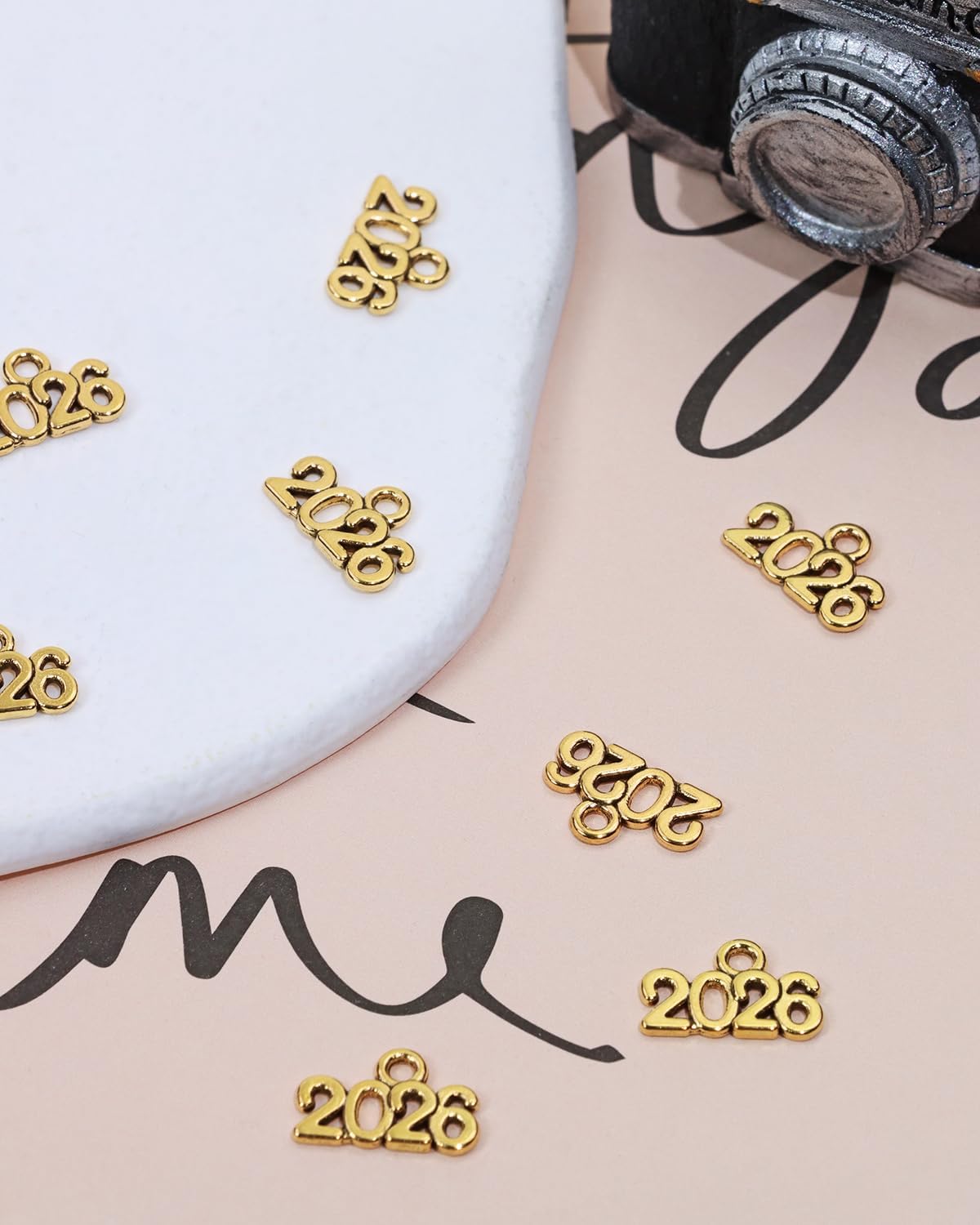 Shapenty Mini 2026 Charms Metal Year Signet 2026 DIY Pendant Charm Accessory Bulk for Bracelet Necklace Earring Keychain Craft Jewelry Making Christmas Graduation Party Decor, 40PCS - Image 3