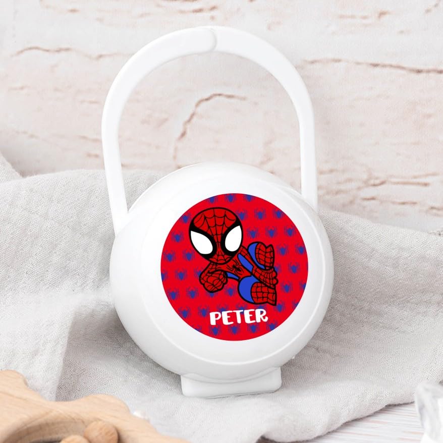 Wanapix | Porta Chupetes Bebe Personalizado | Guarda Chupetes Bebe | Fundas para Chupetes | Portachupetes Sin BPA | Araña Blanco