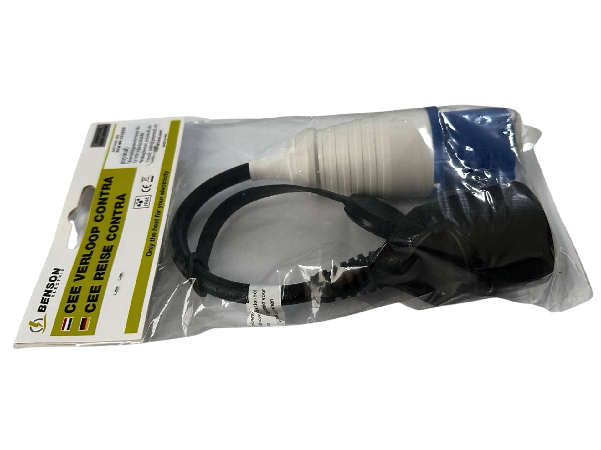 Jadeshay Cavo di Alimentazione CEE Prolunga Elettrica,400V 16A Spina Industriale a Cinque Poli IP44 Impermeabile Adattatore Presa Industriale 1 Spina 5 Pin e 3 Schuko con Cavo 50 cm Caravan Campeggio