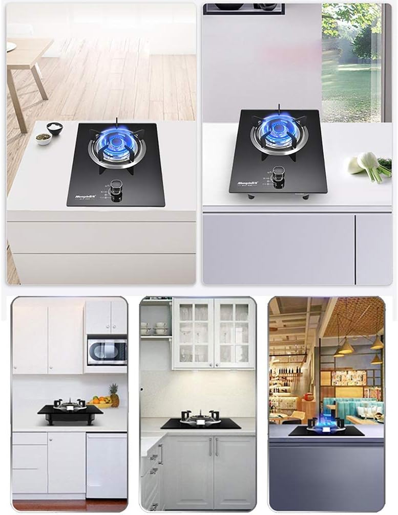 Burners Gas Hob Built-in Gas Hob -Black Tempered Glass Gas Cooktop-Sturdy Cast Iron Pan Support -Electronic Pulse Ignition-Flameout Automatic Protection(Lpg)